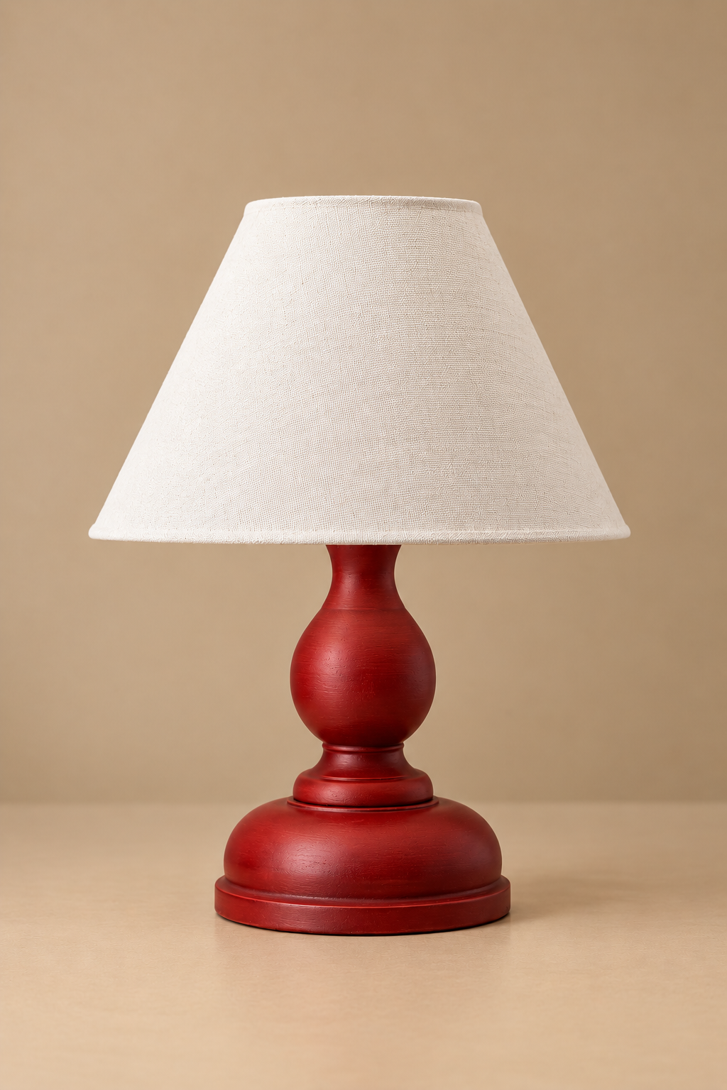 Pawn Lamp Red - Linen Empire Shade